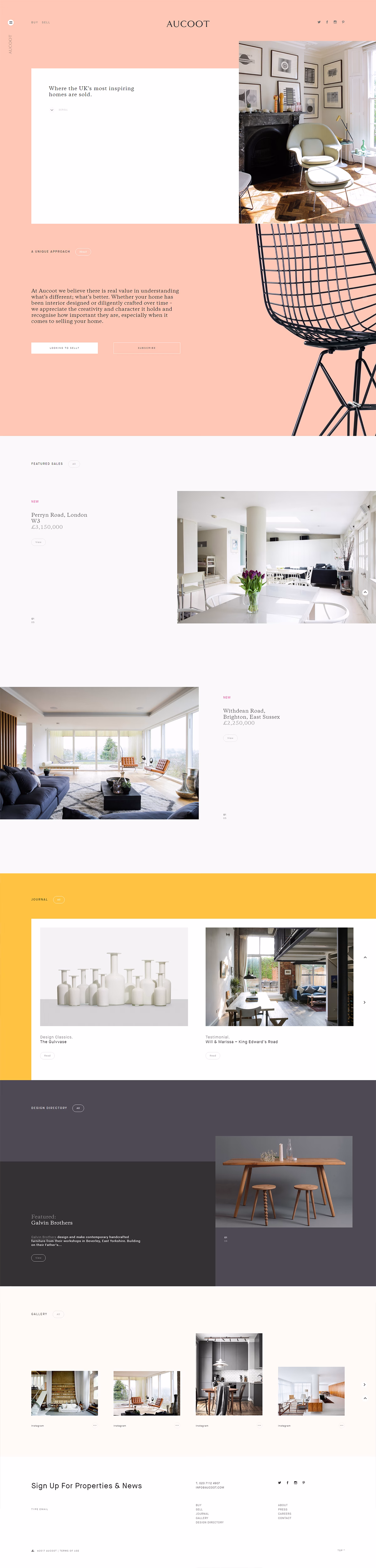 A light-colored website layout featuring various property listings and images, with a bold yellow section at the bottom.