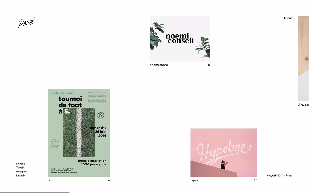 A grid layout featuring various design elements, including text and images in muted green and soft pink tones.