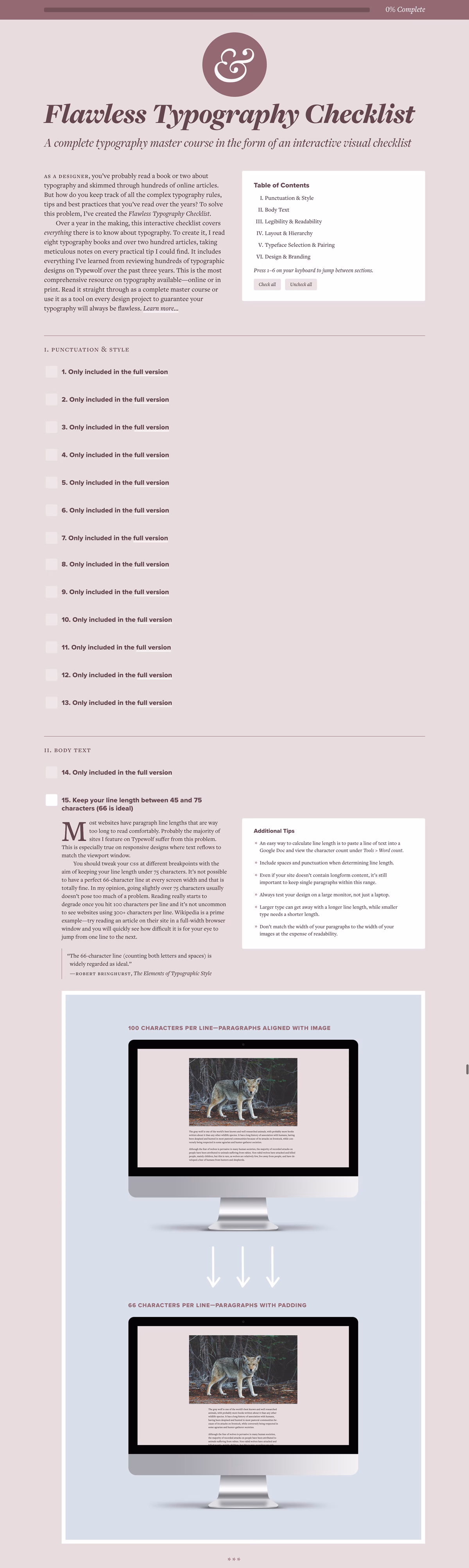 An instructional graphic showcasing typography tips with a soft pink background and images of text layout on computer screens.