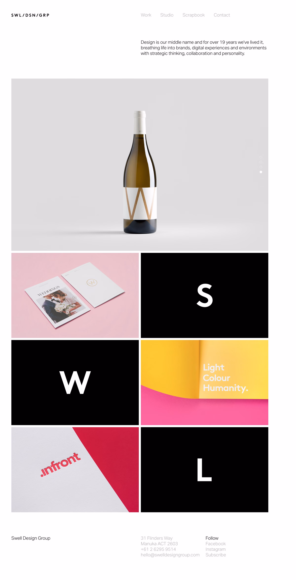 A wine bottle with a gold "W" label sits above various design elements on a light background, including colorful graphics.