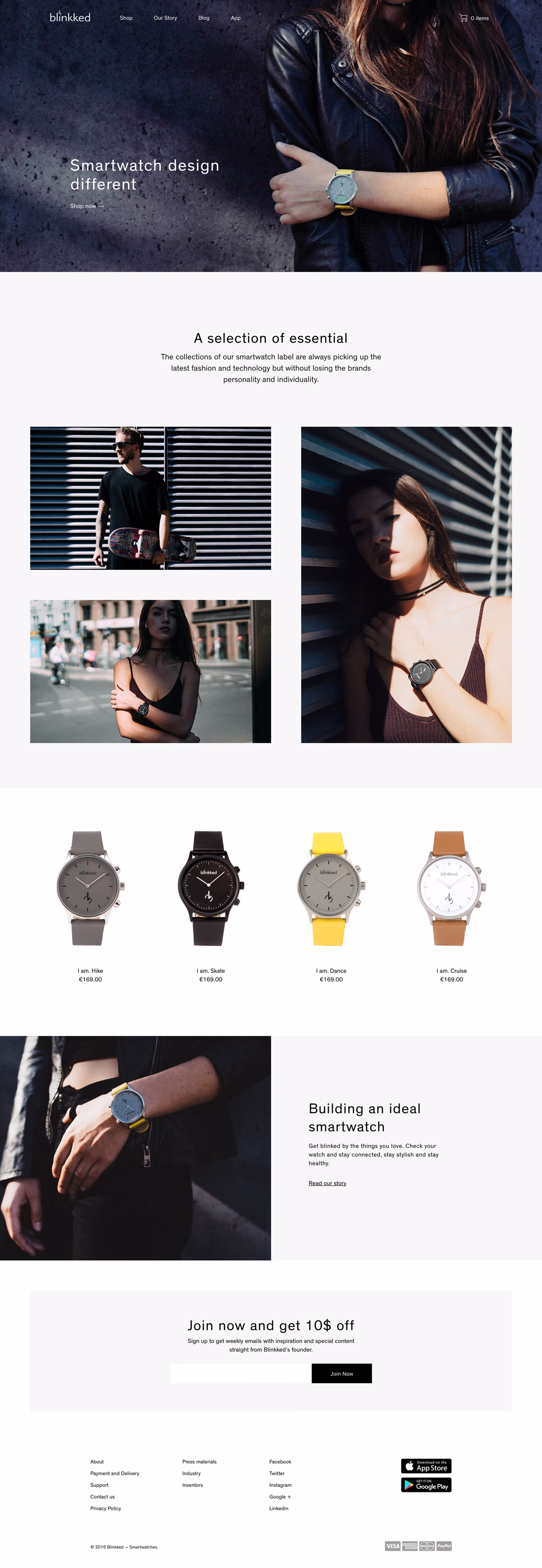 A woman in a black top wears a silver smartwatch, framed against a bright, urban background.
