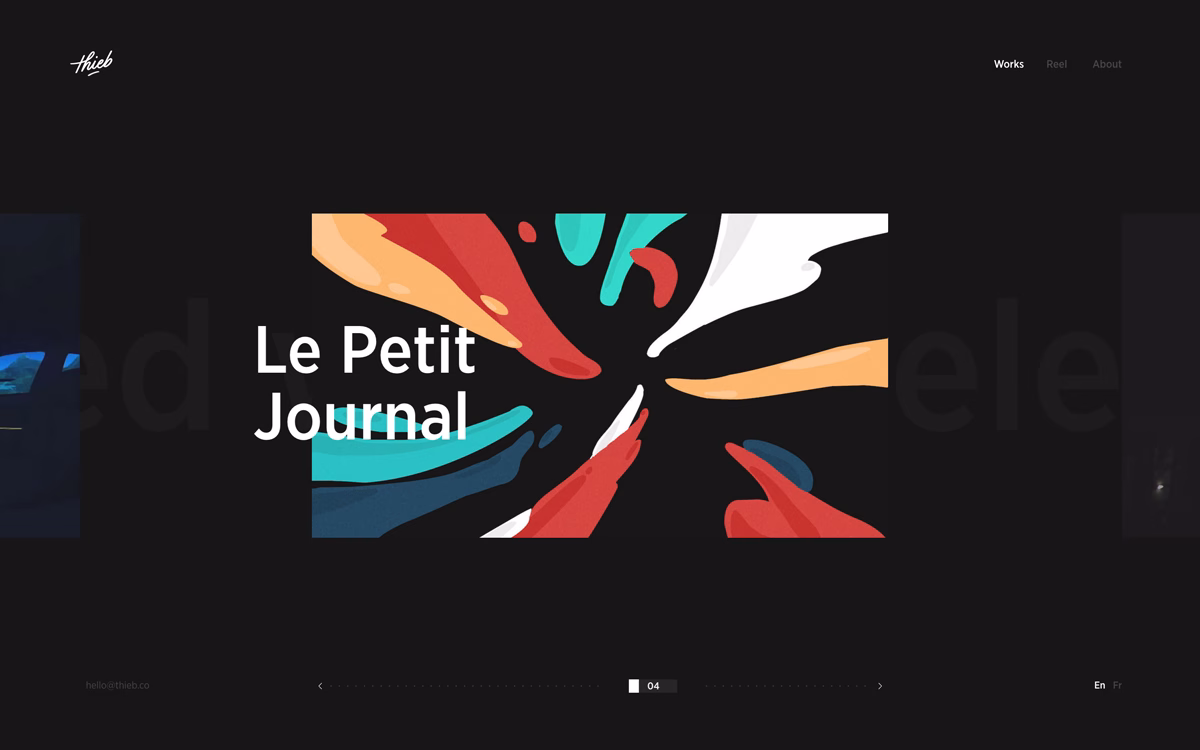Colorful abstract shapes radiate from the center, surrounding the text “Le Petit Journal” on a dark background.