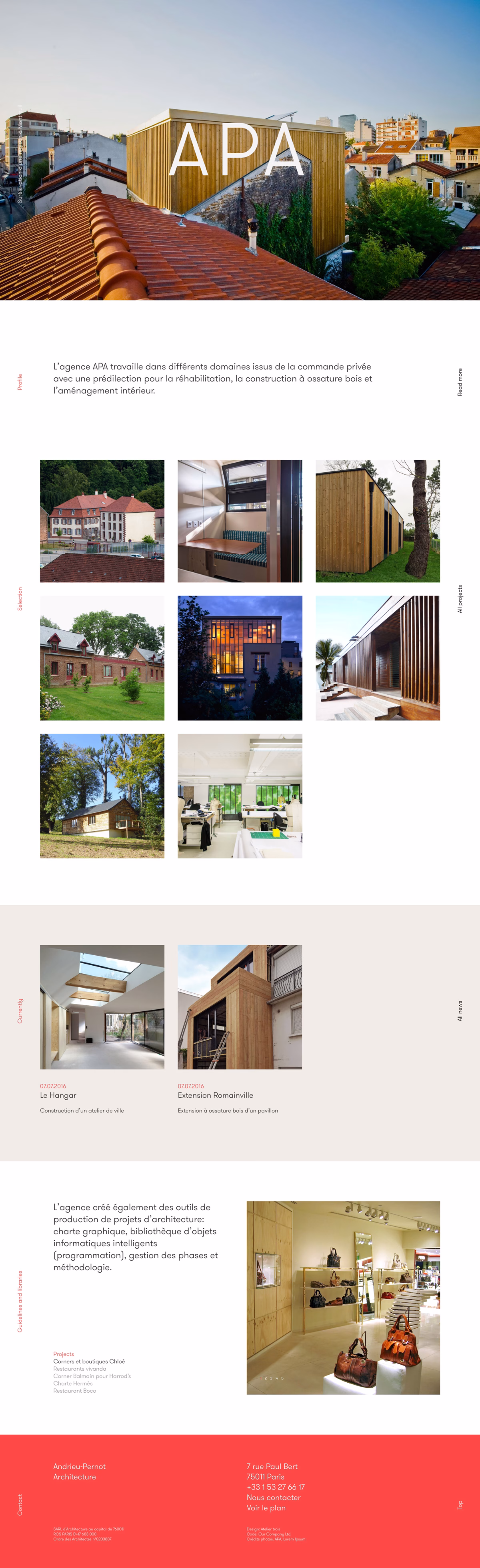 A modern architecture portfolio layout featuring a blend of images showcasing wooden structures and interior designs.