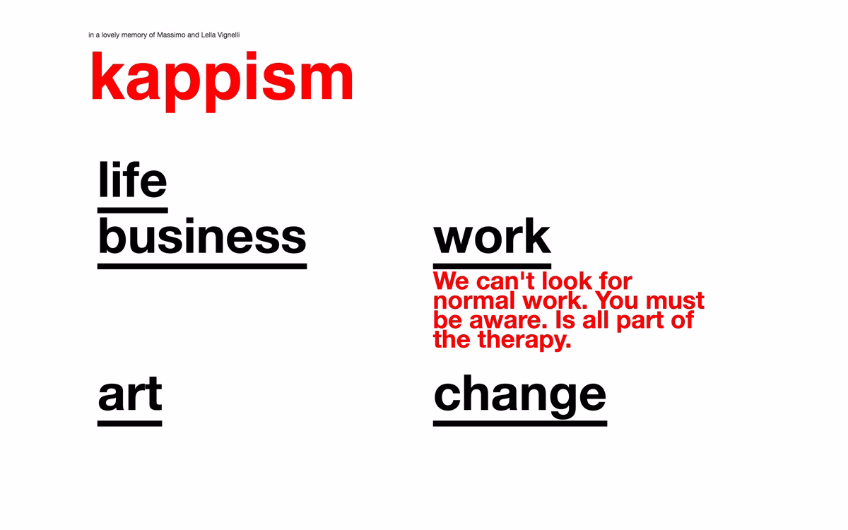A graphic features bold black text and bright red accents, discussing themes of life, business, and change.