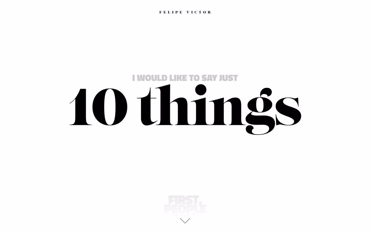 A minimalist design features bold black typography that reads "10 things" on a white background, with smaller text above.