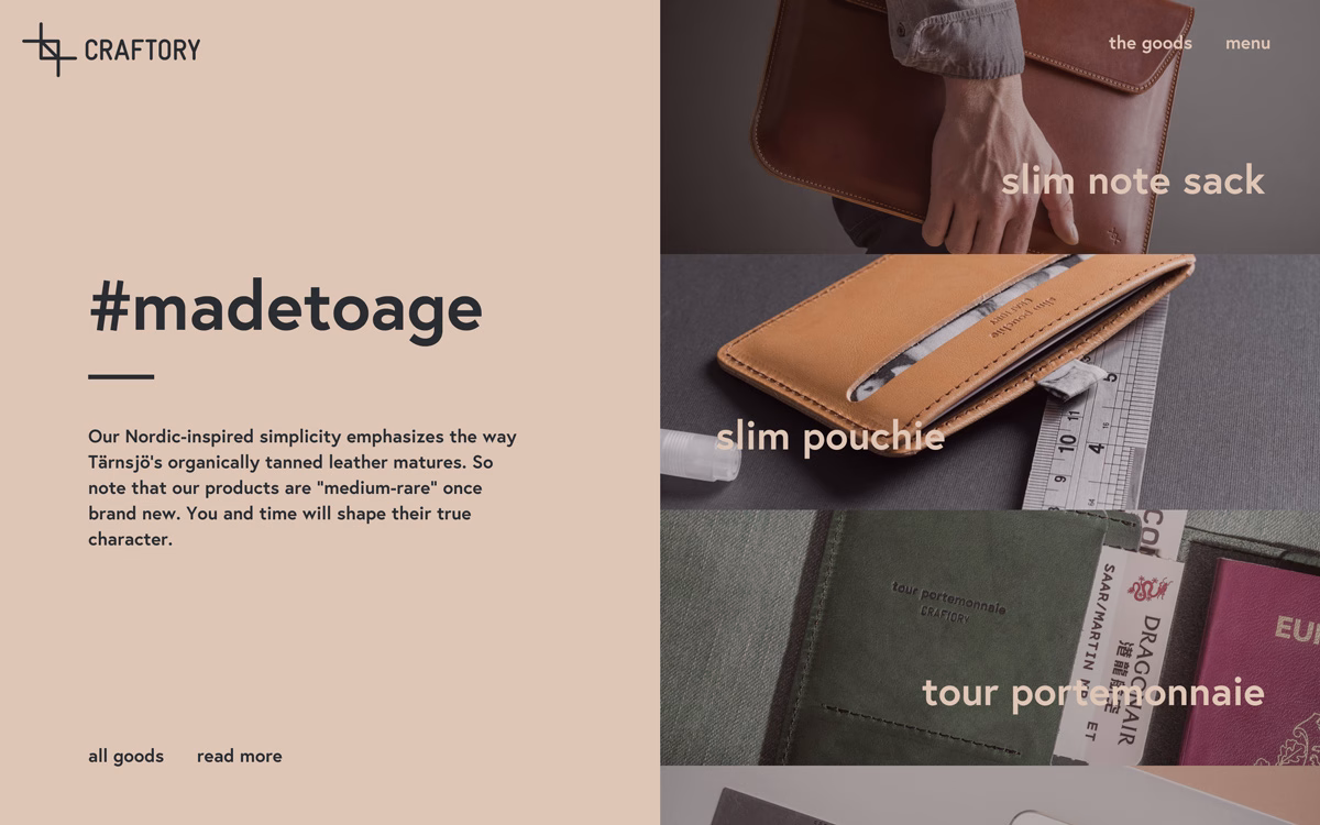A light brown leather pouch and a green leather wallet displayed against a neutral background, showcasing their texture.