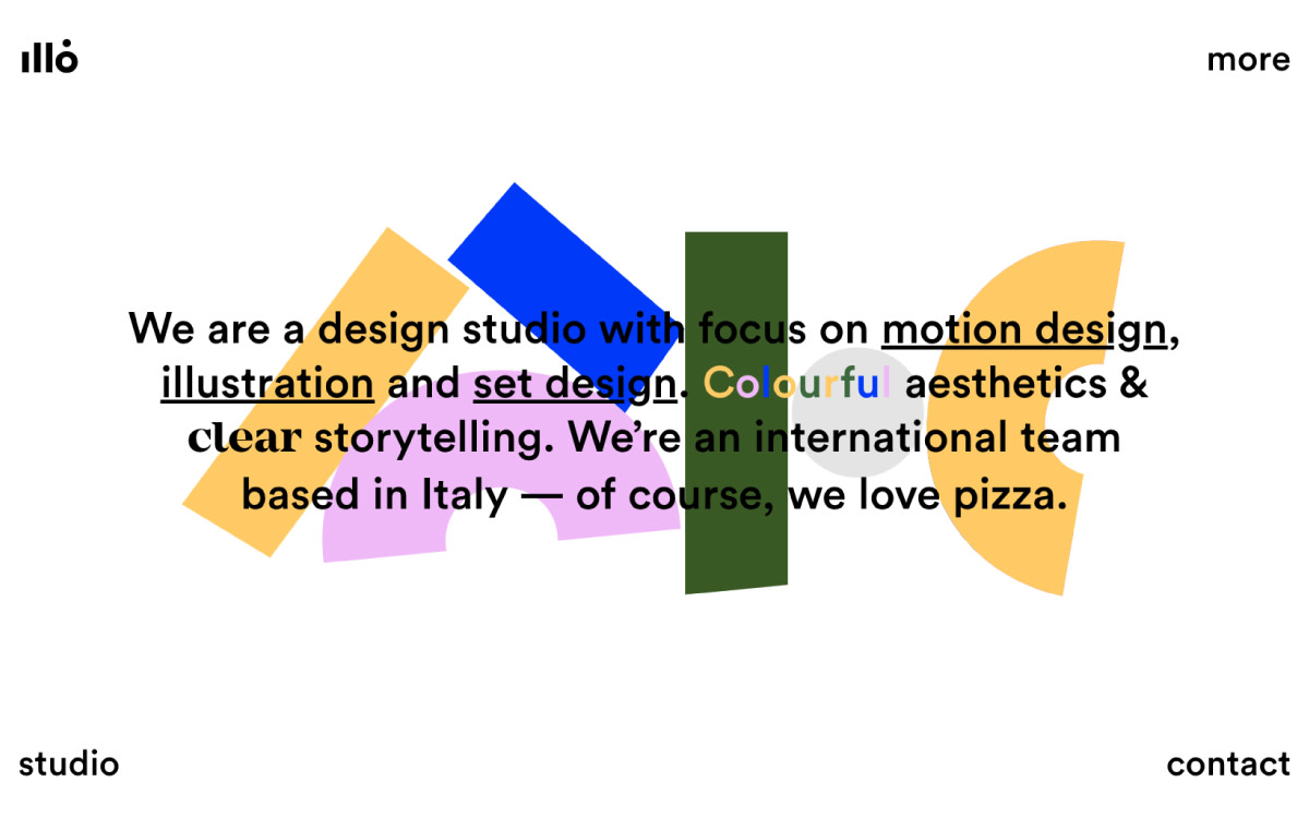 Design studio focusing on motion design, illustration, set design, based in Italy.