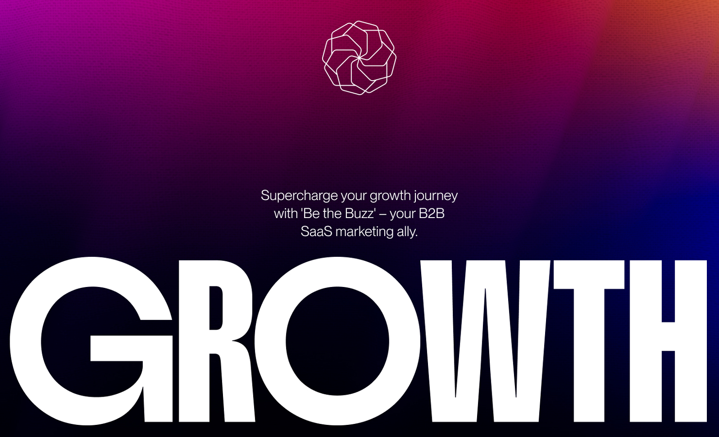 "Growth" highlighted in bold, under a logo on a gradient background promoting B2B SaaS marketing.