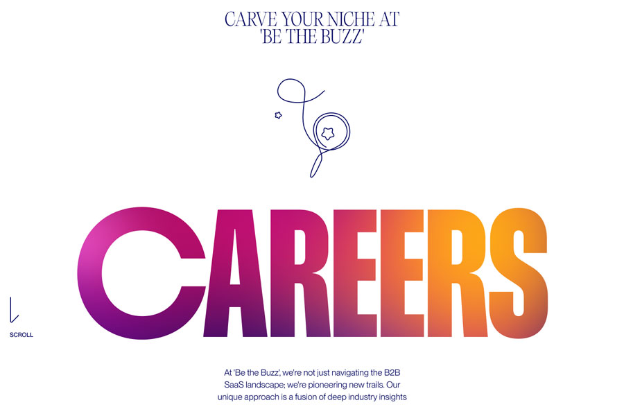 "CAREERS" in bold gradient text with decorative lines and stars above.