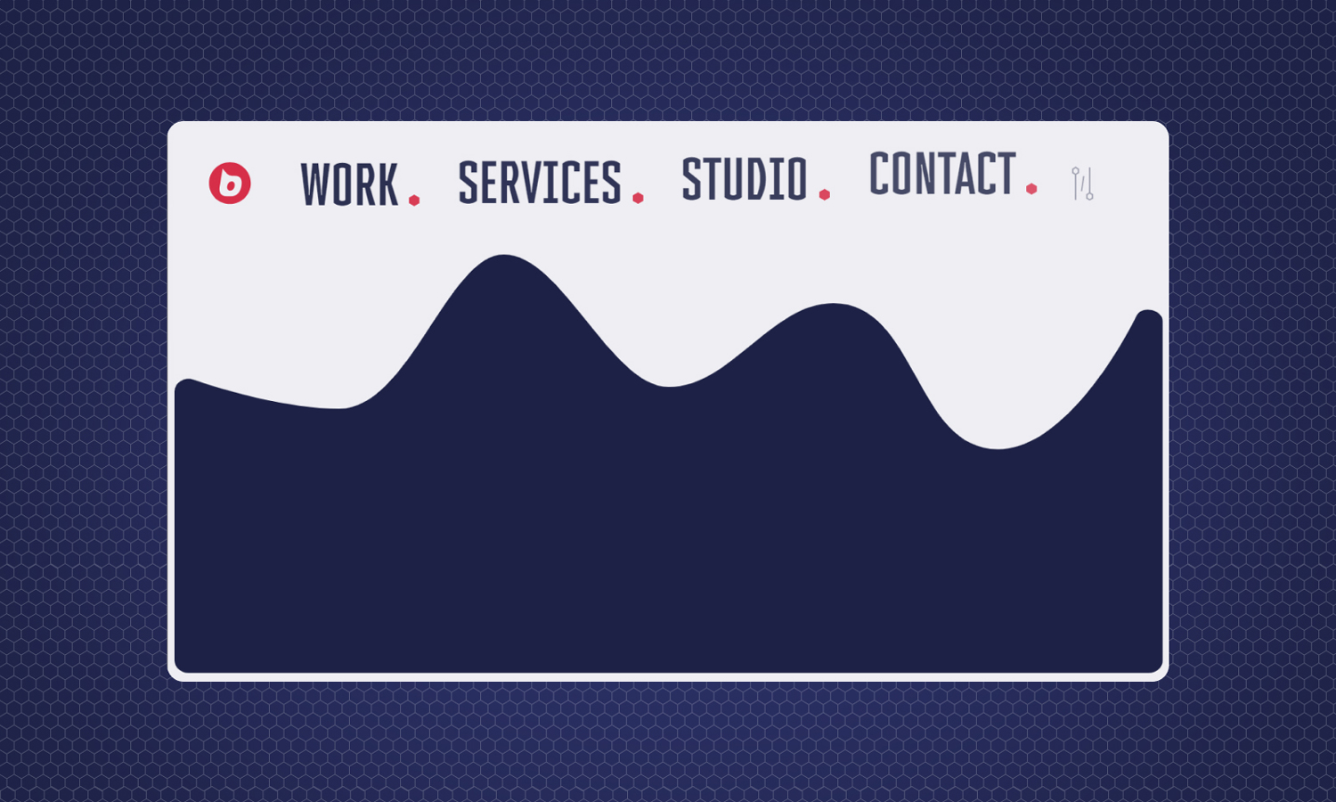 Minimalist website header with navigation links: Work