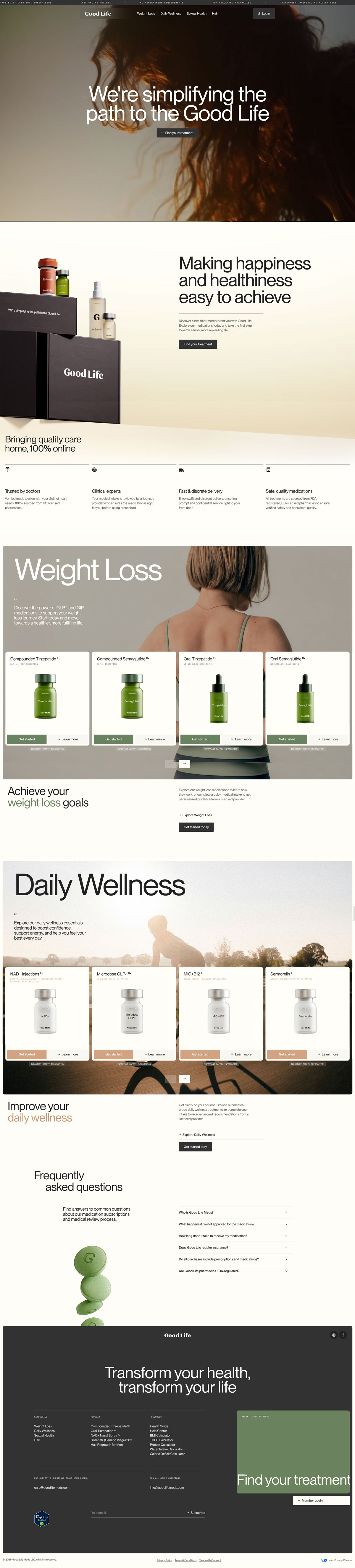 Website promoting health products for weight loss and wellness with online consultations.