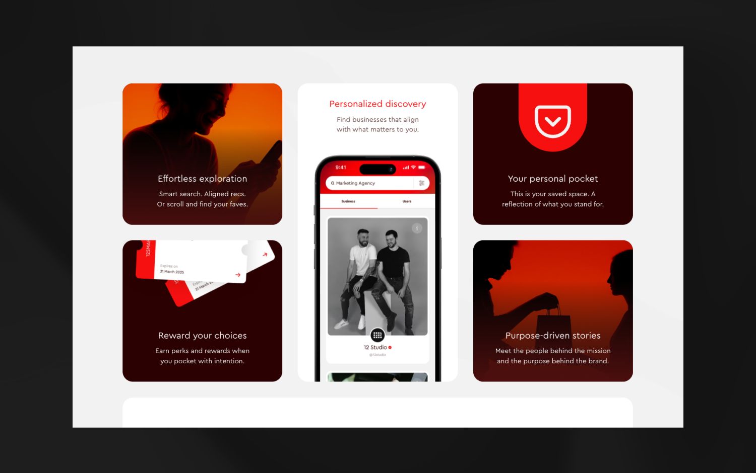 App interface showcasing features like exploration