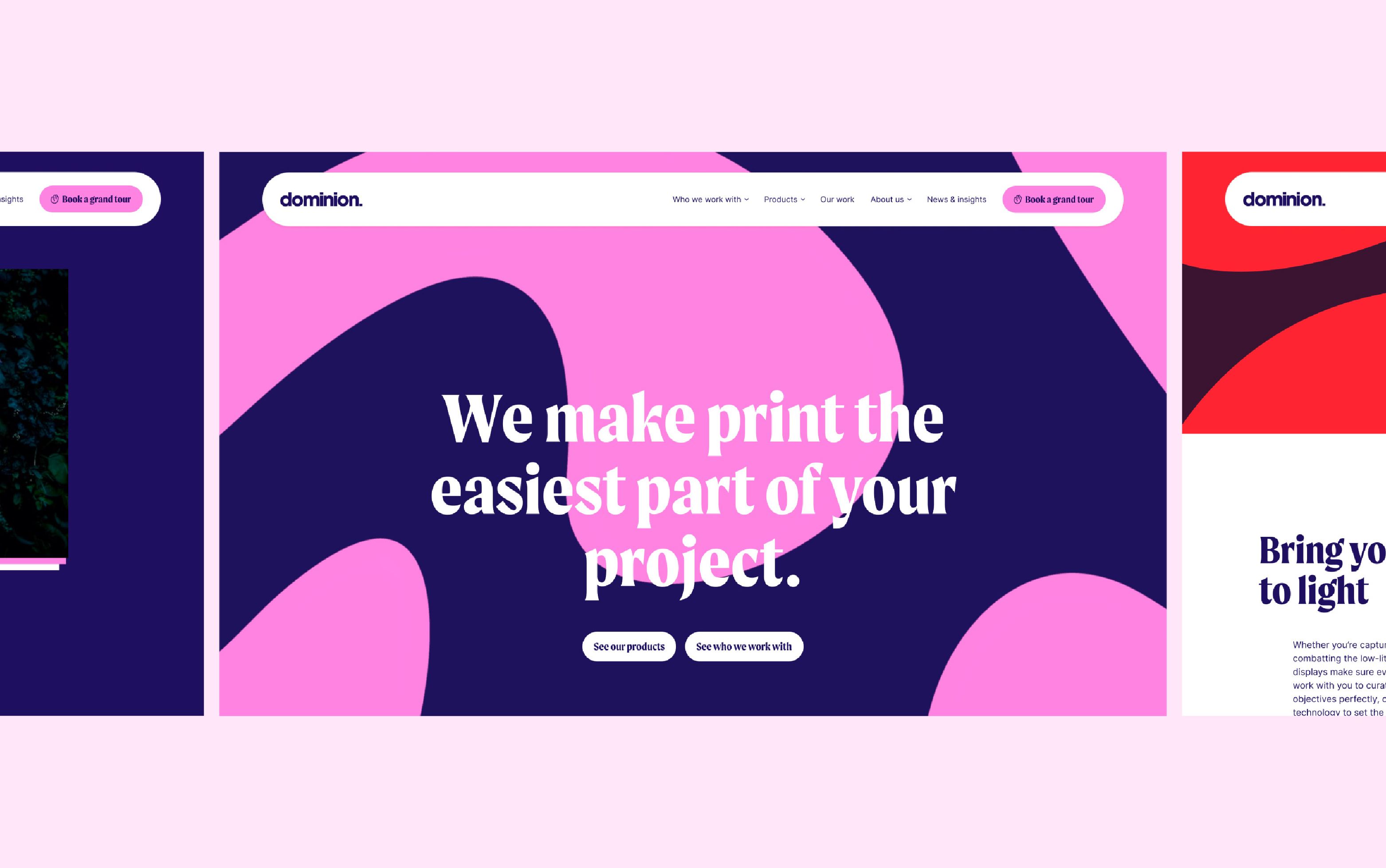 Vibrant website design with a bold message: "We make print the easiest part of your project."