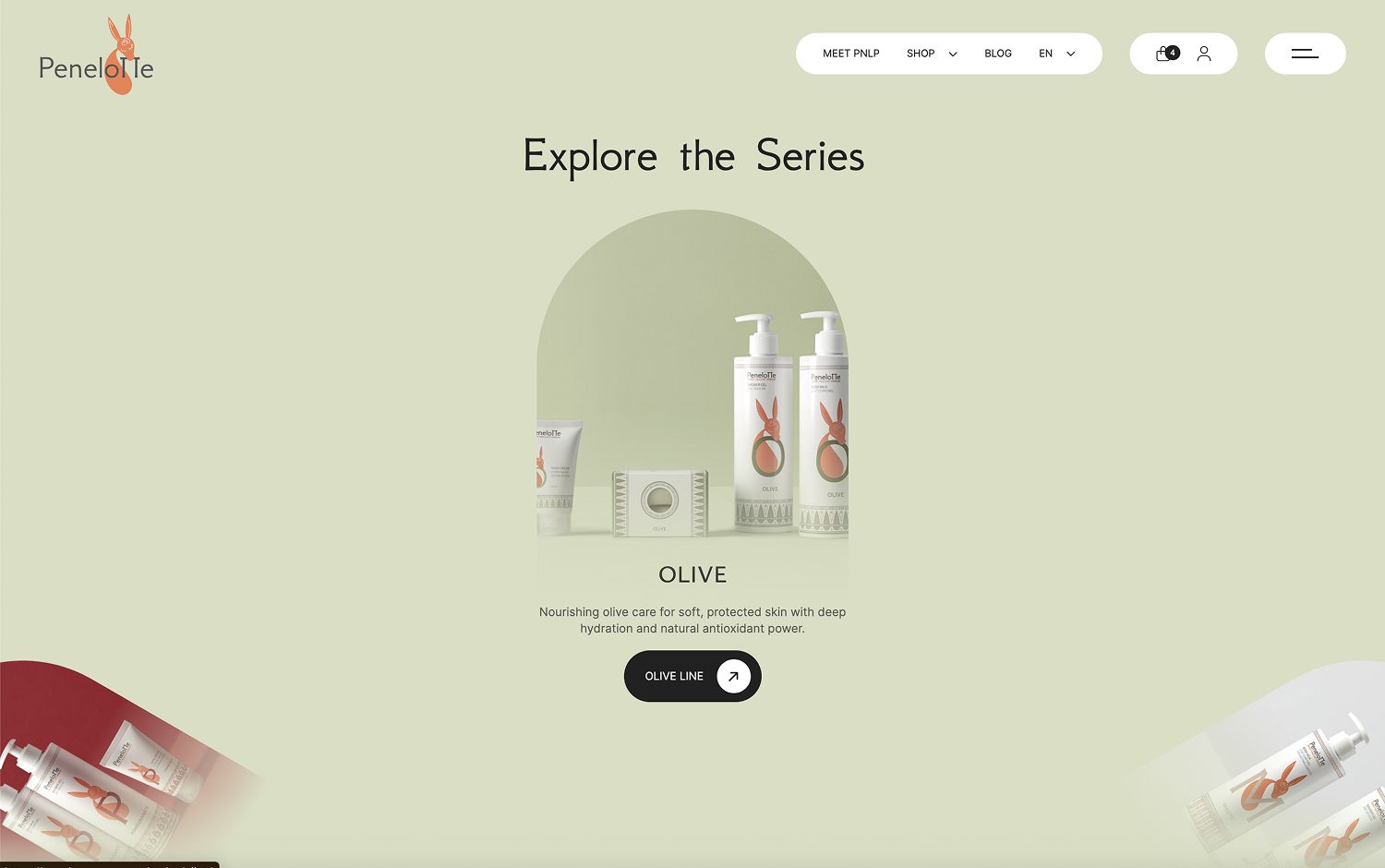 Skincare products with olive oil for hydration and protection