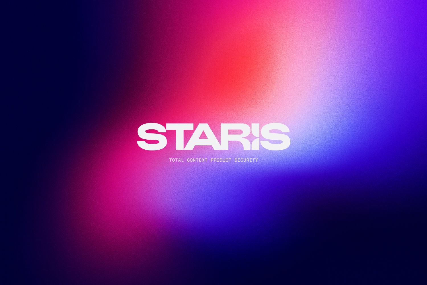 Text "STARIS" with "Total Context Product Security" on a vibrant