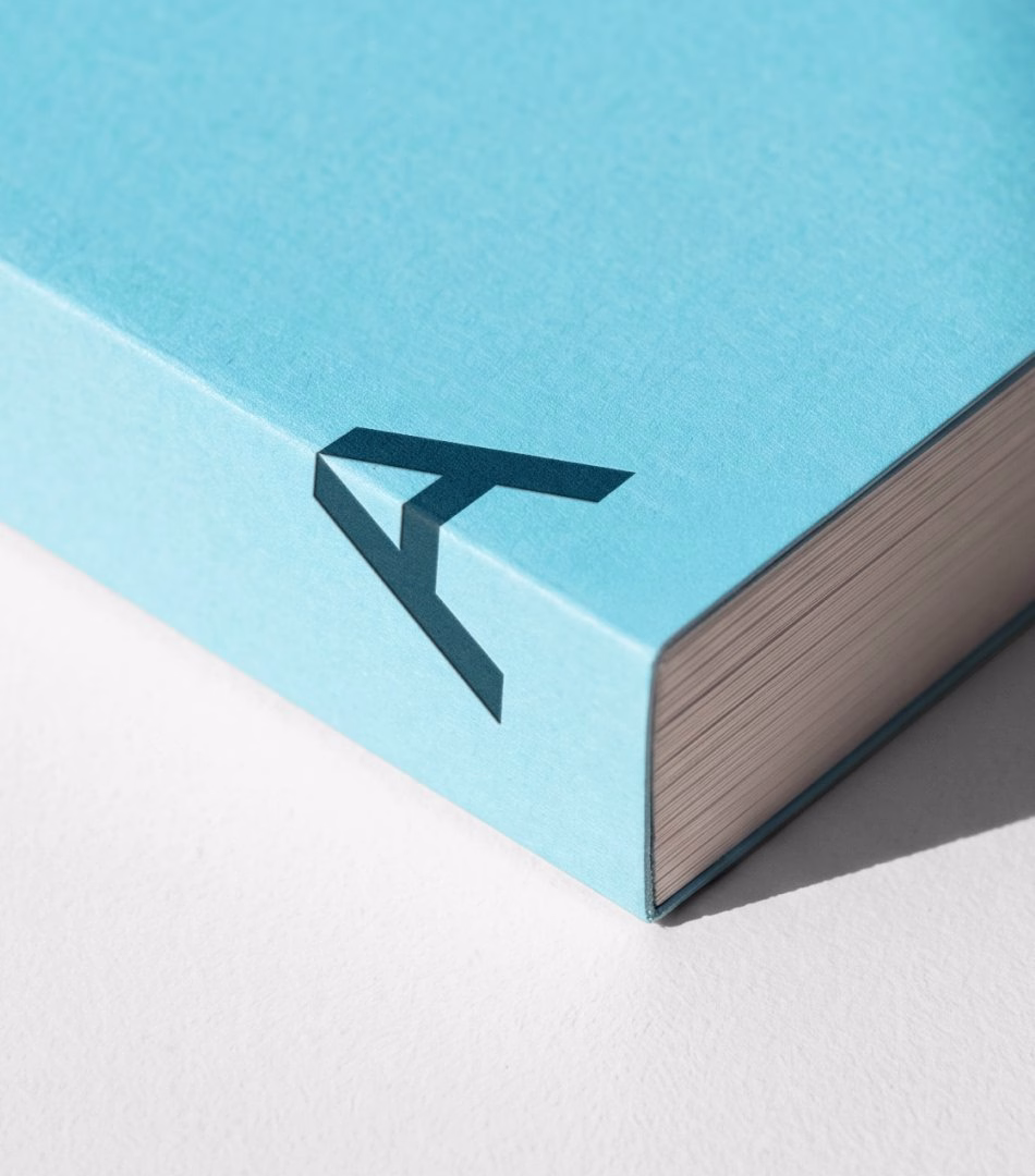 Blue book cover featuring a stylized, open letter "A" design that emphasizes the brand identity of Alianza.