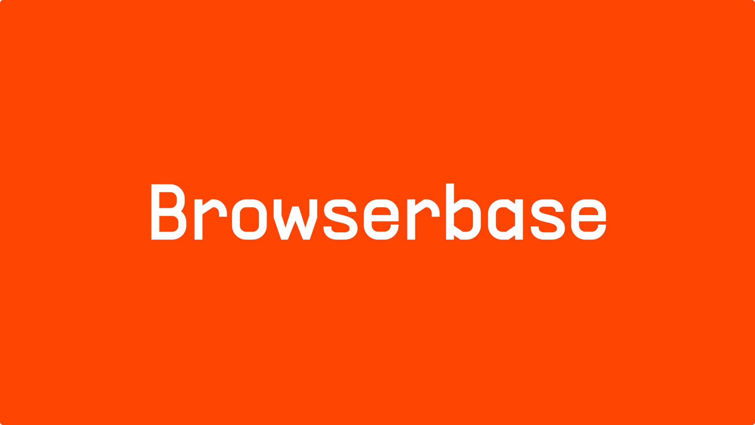 Bold white typography spelling "Browserbase" on a vibrant orange background, showcasing brand identity design.