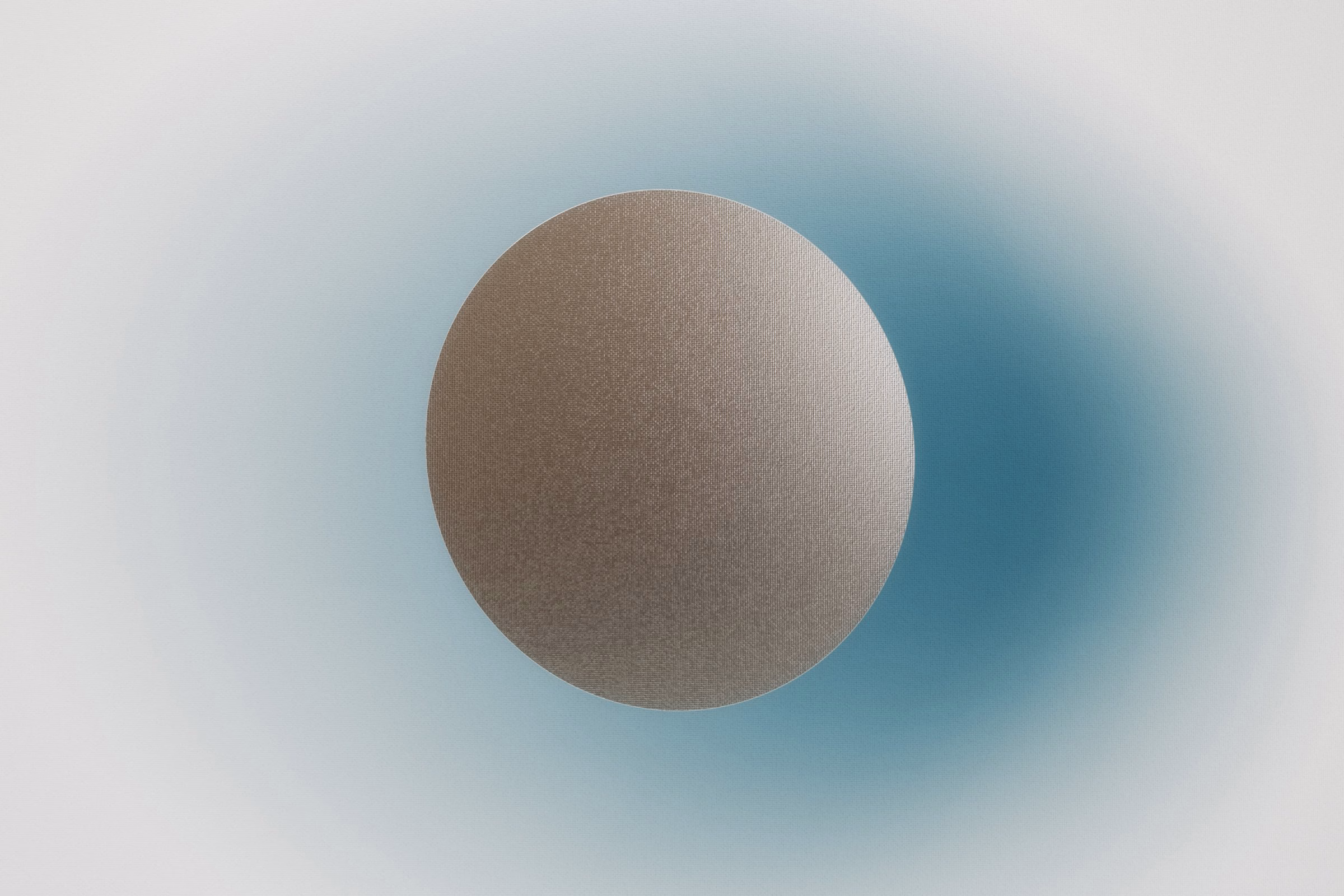 Textured moon on a fading blue gradient, LA MAISON mooncake packaging artwork by House of Ta Studio