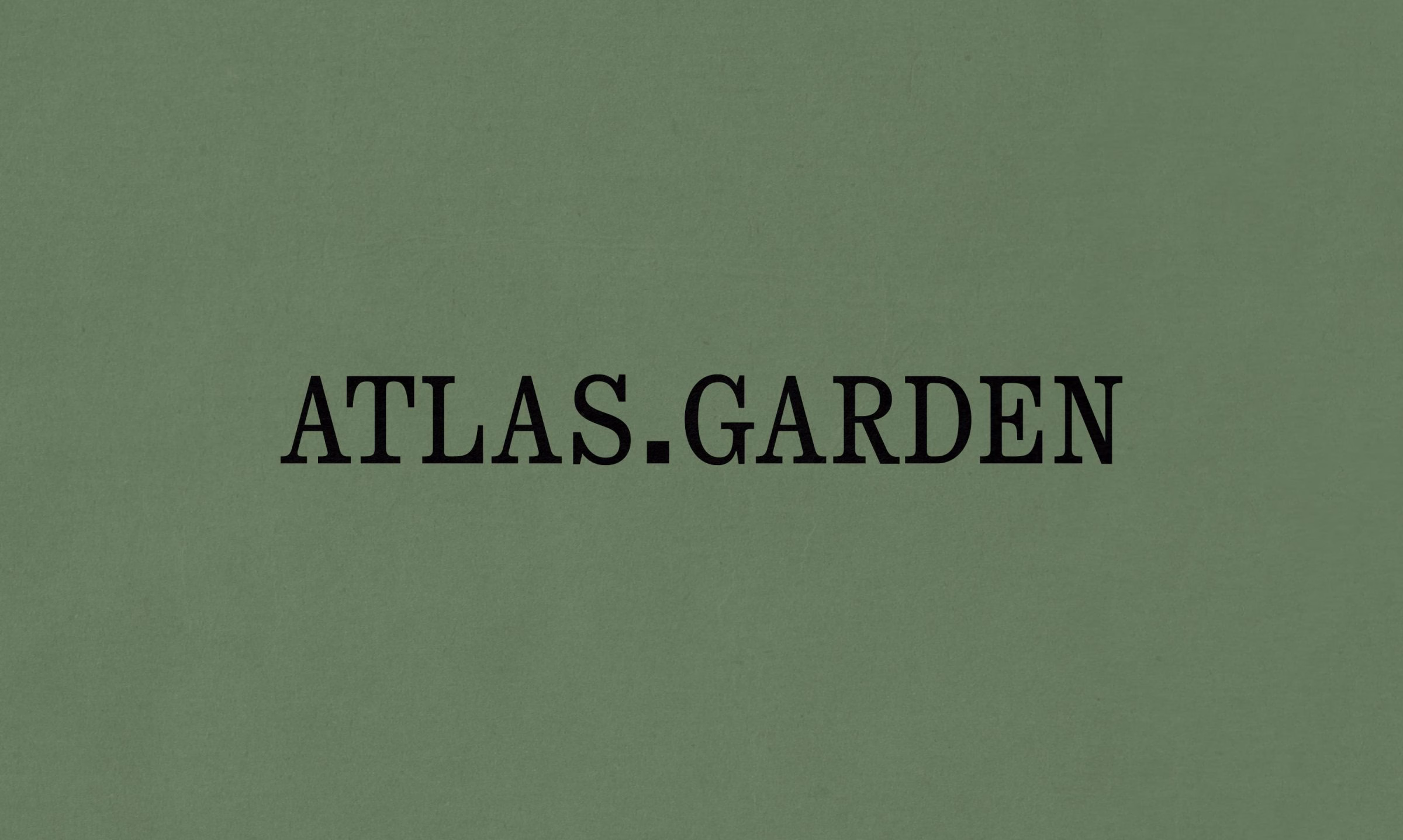 ATLAS.GARDEN wordmark in black on lichen green, Atlas Garden brand identity by Ofform Studio